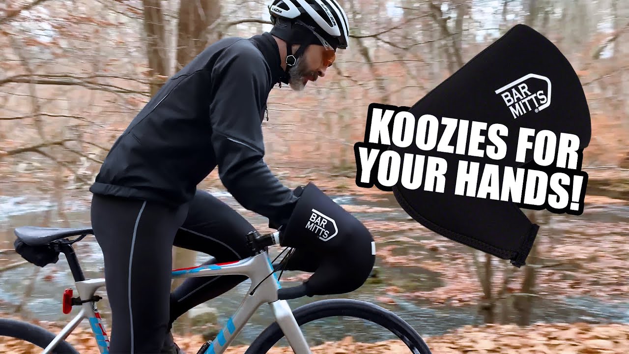 Keep your hands warm cycling Bar Mitts are koozies for your hands