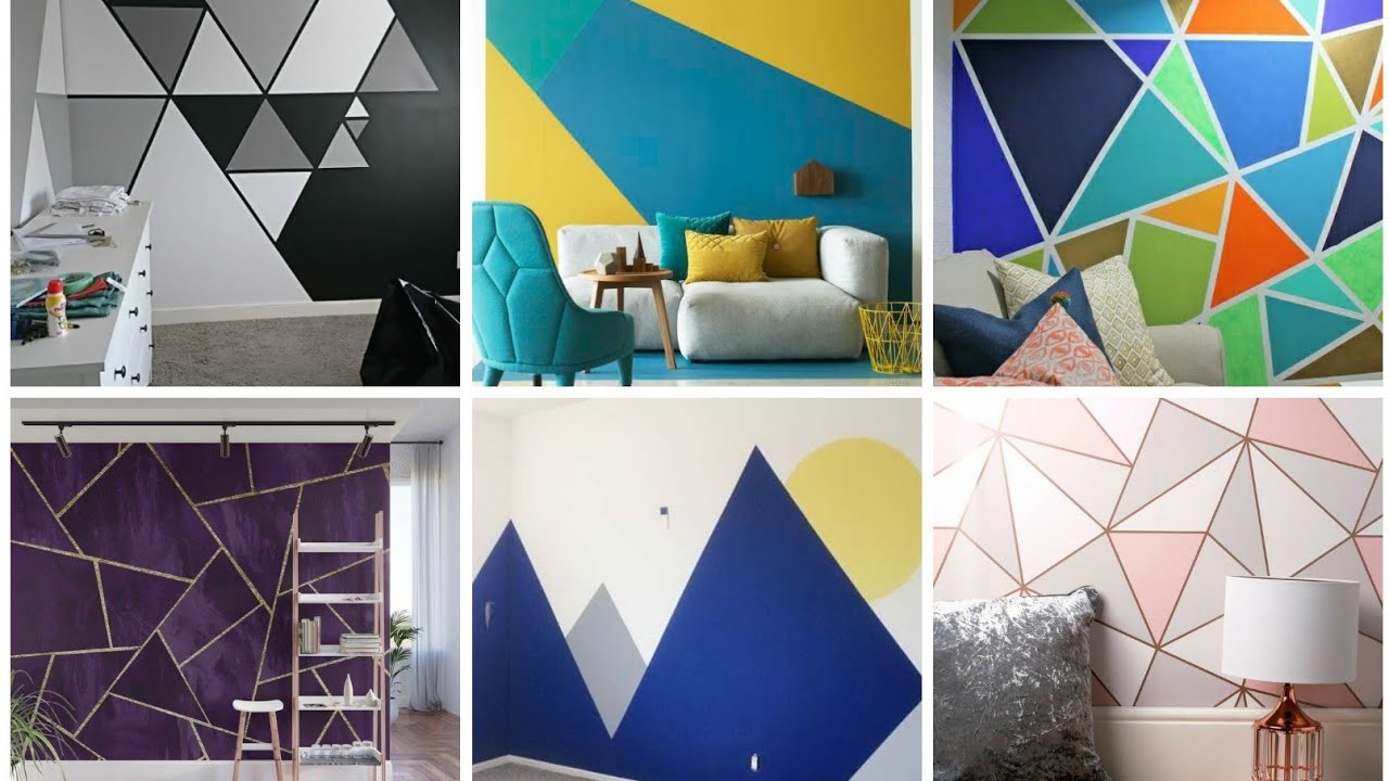 Geometric wall painting design ideas| Geometric Paint | Wall Painting ...