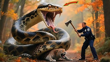 Rescue Heroes Confront Colossal Python to Free Leopard 🐆 #video  