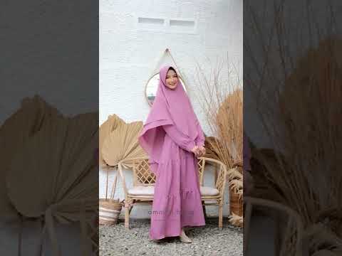Dress muslim Azkia warna salem pastel busui friendly by amnion hijab