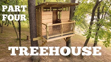 Ultimate Real Tree House / Tree Fort Build - Part 4 - Roof and Rails