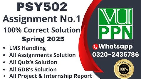Psy502 Assignment 1 100% Correct Solution Spring 2025 Psy502 Assignment 1  Solution 2025 #psy502