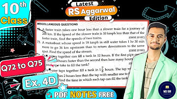 Ex 4D Q72 to Q75 | Class 10 Rs Aggarwal | Quadratic Equations | Chapter 4 | CBSE 2023 - 24 | MD Sir