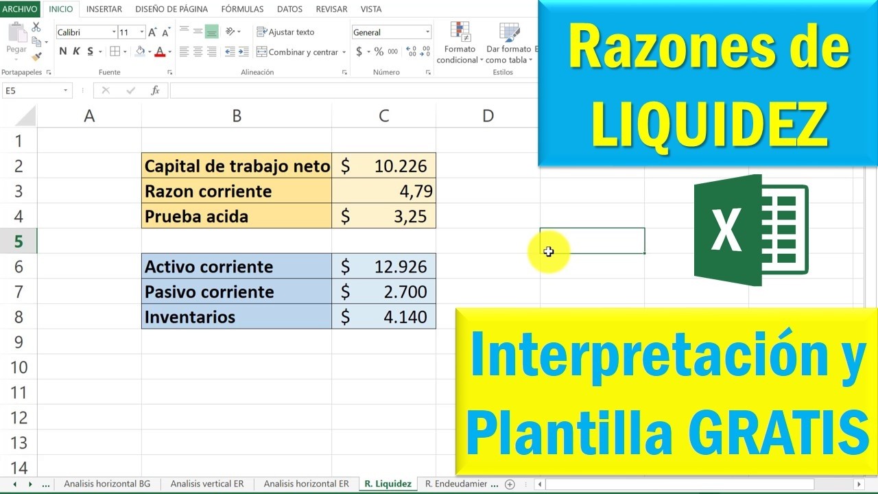 Razones Financieras de LIQUIDEZ en Excel 🤓👉 PLANTILLA GRATIS - YouTube