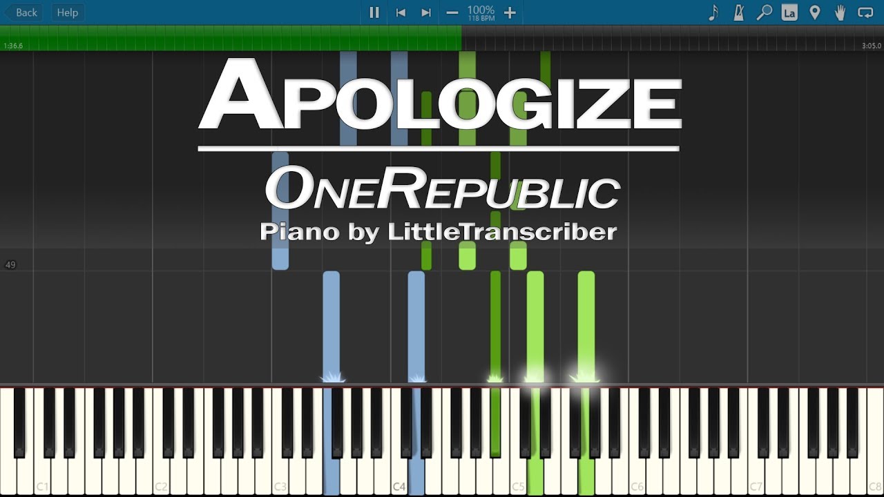 one republic apologize piano lesson