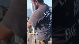 Video thumbnail of "Hooked on MASSIVE FISH off pier!! August 13, 2021 LI NY Pier Fishing"