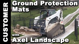 Axel Landscape using Greatmats Ground Protection Mats - Shop Ground Protection Mats Now: https://www.greatmats.com/ground-protection-mats.php

For Axel Landscape of Hopkins, Minnesota, protecting lawns is a top priority. As a renovation landscaping company, Axel Landscape is always driving heavy machinery over existing lawns.

After 18 years of using and replacing plywood to protect lawns from his machinery, Axel Landscape owner Chris Axel decided to upgrade to clear polyethylene ground protection mats from Greatmats.com.

Guaranteed for life, his new ground protection mats won't waterlog, wear out, break or splinter like plywood. He can now drive his compact skid loaders, skid-steers and mini track loaders across them with confidence. His machinery, that when loaded, commonly exceed 11,500 pounds cause no problems underneath these ground protection mats, saving Axel Landscape time and hassle while allowing it to do the fun part of the job that makes money, rather then spending extra time and resources on cleanup and lawn repair.

The mats can be laid individually or connected together for a platform on which his machinery can turn. They provide traction and lawn protection on hills and soggy ground as well as over concrete and other finished surfaces. And the clear version of these lawn protection mats also allows the mats to sit in place days longer without killing the grass underneath.

Axel admits the mats were a big investment, which is why it took him more than 10 years to get up the nerve to spend the money on them, but he's positive that with the time and replacement costs he'll save, it's well worth it.
#GreatLawnMats
#GreatGroundProtectionMats