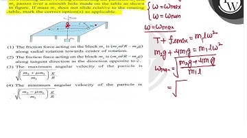 A particle of mass \( m_{1} \) moves in a circular path of radius \( R \) on a rotating table. A...