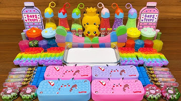 RAINBOW PIKACHU !!! Mixing random into GLOSSY slime!!!Satisfying Video #180