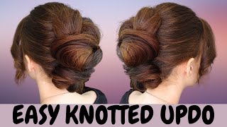 How to do an EASY knotted updo hairstyle on medium to long hair - quick hair tutorial