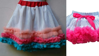 Net skirt cutting and stitching| how to make beautiful baby skirt from old net