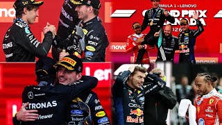 Kimi Antonelli chilling with Max Verstappen & Lewis Hamilton on the Podium | Wholesome scenes