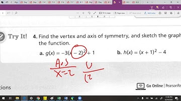 8-2 Quadratic Functions in Vertex Form