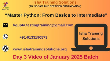 Python for Beginner, Python for Automation Day 3  Pls call or whatsappus on +91 9133190573 to enroll