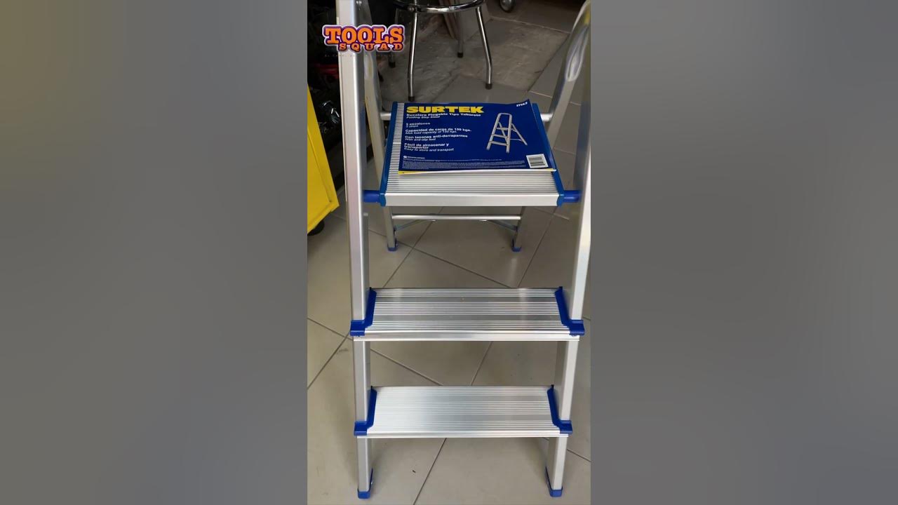 Escalera Plegables Tipo Taburete De Aluminio Con 2 Peldaños Surtek