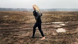Muddy Foot, One Shoe Walk, Dirty Foot, Walking On Muddy Field Without Boot, Frozen Foot