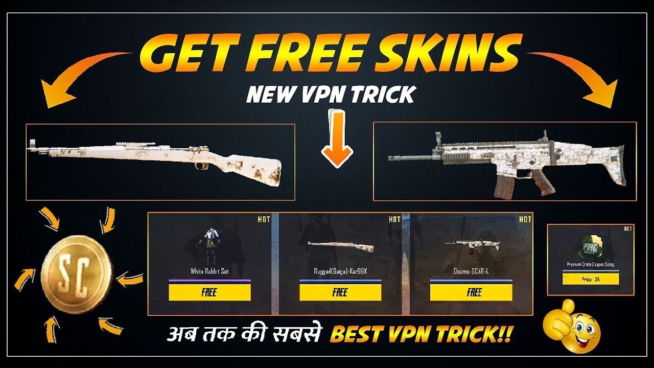 Get Kar98k Scar L Skin Free Pubg Mobile Vpn Trick Youtube
