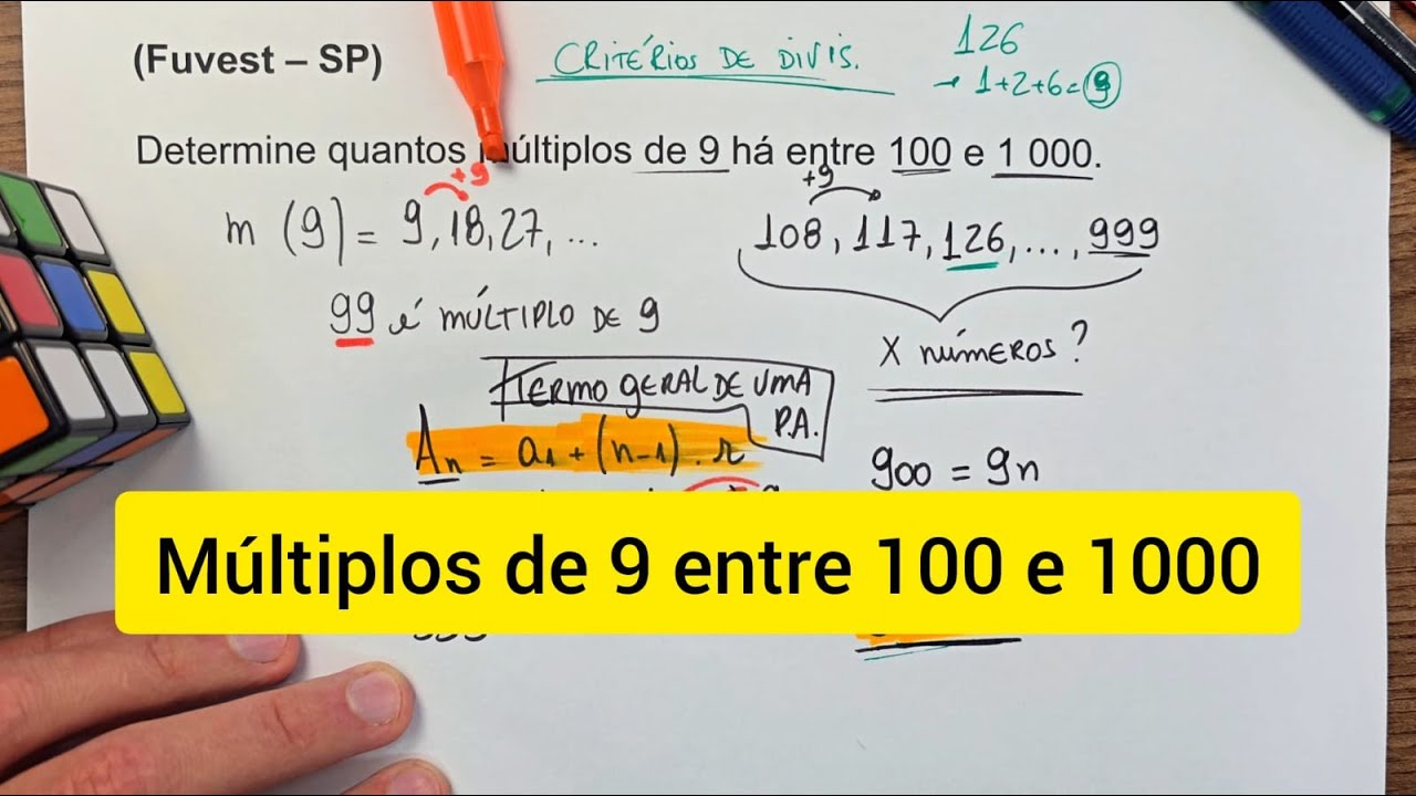 Múltiplos de 9 entre 100 e 1000🧠 Essa caiu na Fuvest! Quantos múltiplos ...