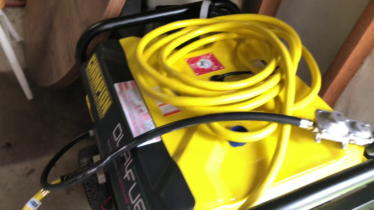 Champion 8000 portable generator setup for house - YouTube