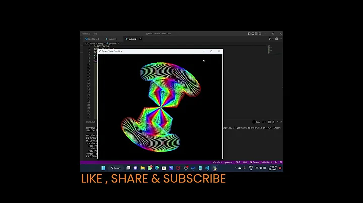 Make A Creative TURTLE Graphics || PYTHON || By:- CODE WITH ADARSHH || #shorts #youtube #like #share