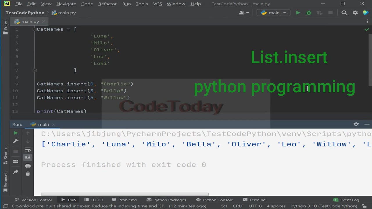 List.insert in python การใช้ List.insert - YouTube