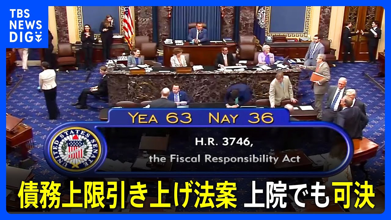 アメリカ・債務上限引き上げ法案、議会上院でも可決　債務不履行は避けられる見通しに｜TBS NEWS DIG
