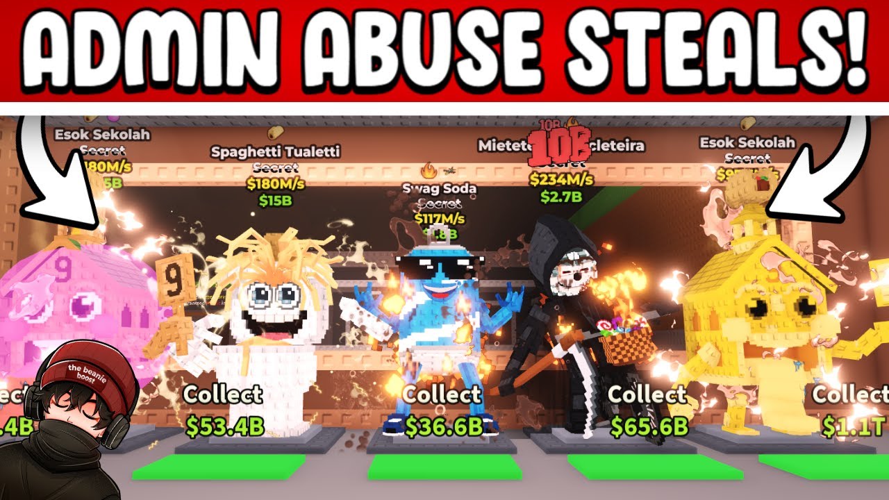 I STOLE COOL LOOT DURING ADMIN ABUSE WITH "BEANIE METHOD!!" 😎| STEAL A BRAINROT