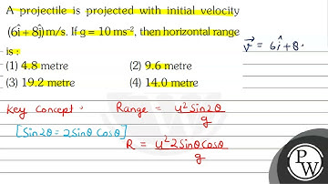 A projectile is projected with initial velocity \( (6 \hat{i}+8 \hat{j}) \mathrm{m} / \mathrm{s}...