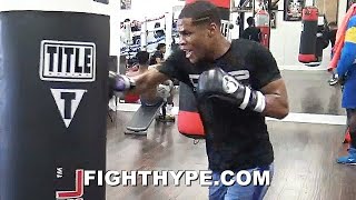 DEVIN HANEY BLASTS HEAVY BAG WITH RAZOR-SHARP POWER PUNCHES; DRILLING KNOCKOUT COMBOS FOR GAMBOA