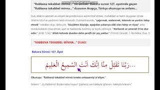 “Rabbena Tekabbel Mi̇nna…” Duasi