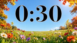 30 Second Fall Focus Timer 🍂 Autumn Meadow, Flowers, & Trees | Peaceful Piano Music
