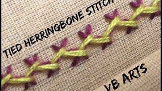 Tied herringbone stitch | Hand embroidery stitches | Embroidery tutorial | vb arts