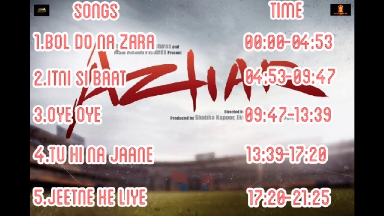 AZHAR JUKEBOX Full Audio Songs   Emraan Hashmi Prachi Desai Nargis Fakhri