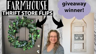 Farmhouse Thrift Store Flips~Giveaway Winner Announcement~Front Door Wreath DIY~Chicken Wire Sign