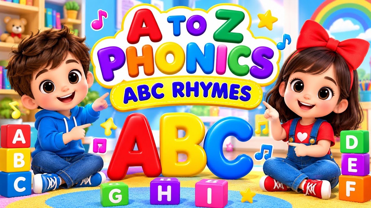 A to Z Phonics Rhymes for Kids | Learn Alphabet Sounds A–Z | ABC ...