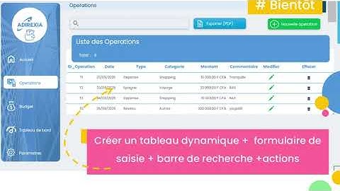 Tableau dynamique + Formulaire de saisie + Barre de recherche + Actions #excel #design