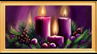 Advent Wreath Candles golden frame vintage art tv watercolor minimalist  muted background wallpaper