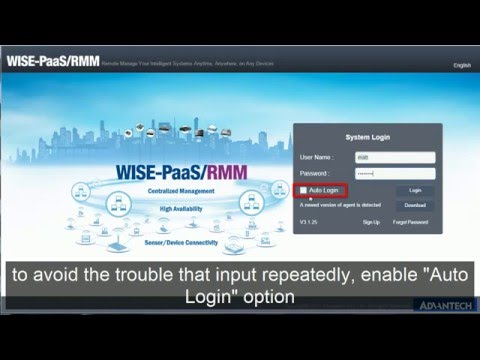 WISE-PaaS/RMM Server Settings - Configuration(Login/out, main function)