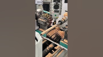 Automatic feeding CNC wood lathe turning and spindle drilling wooden columns! #woodworking #wood