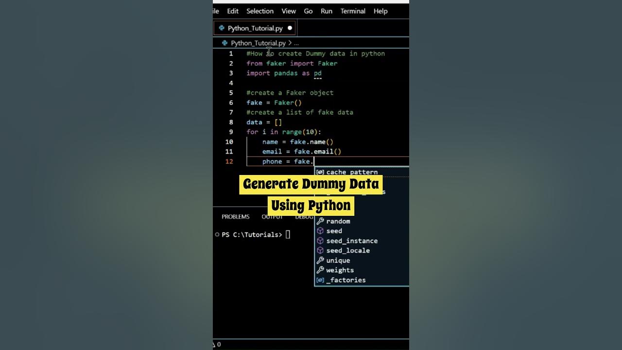 How to Generate Dummy Data Using Python #shorts #coding #programming # ...
