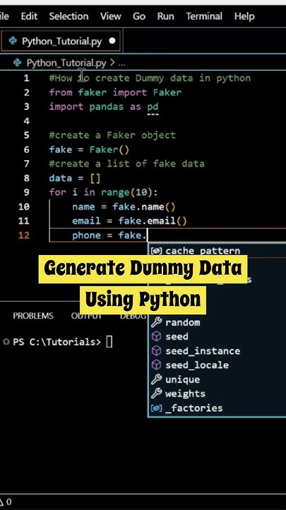 How to Generate Dummy Data Using Python #shorts #coding #programming # ...