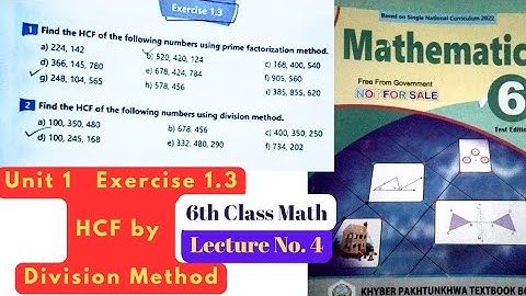 6th Class Math | Exercise 1.3 | HCF by division method | NTS | ETEA | PST | CT | PET | DM