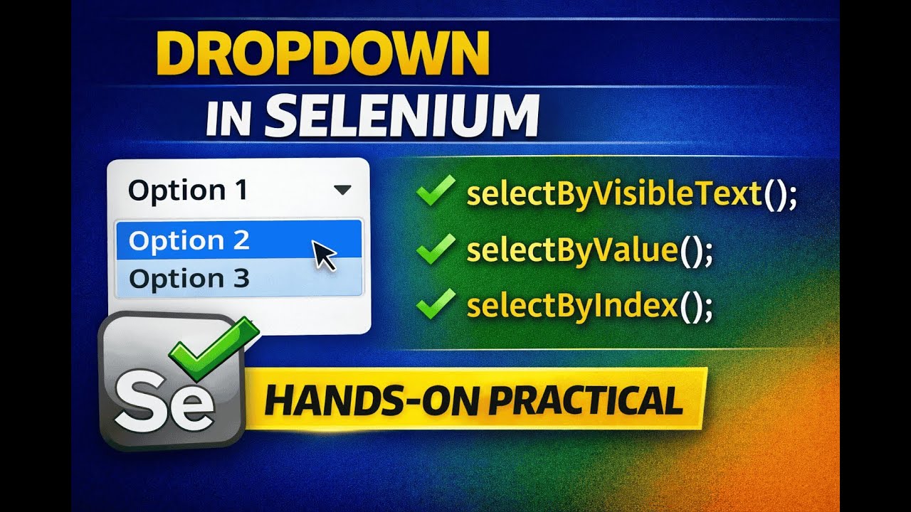 Handle Dropdown in Selenium Java | Select Class (Hands-On) | Short & Practical