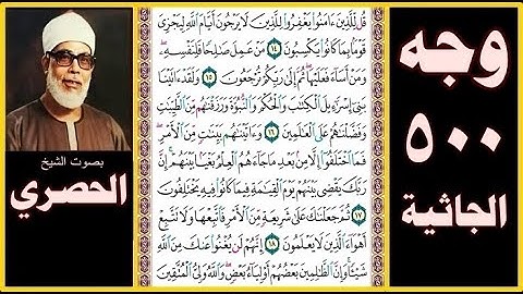 صفحة 500 - سورة الجاثية - بصوت الحصري- قل للذين آمنوا يغفروا للذين لا يرجون أيام الله ليجزي قوما بما