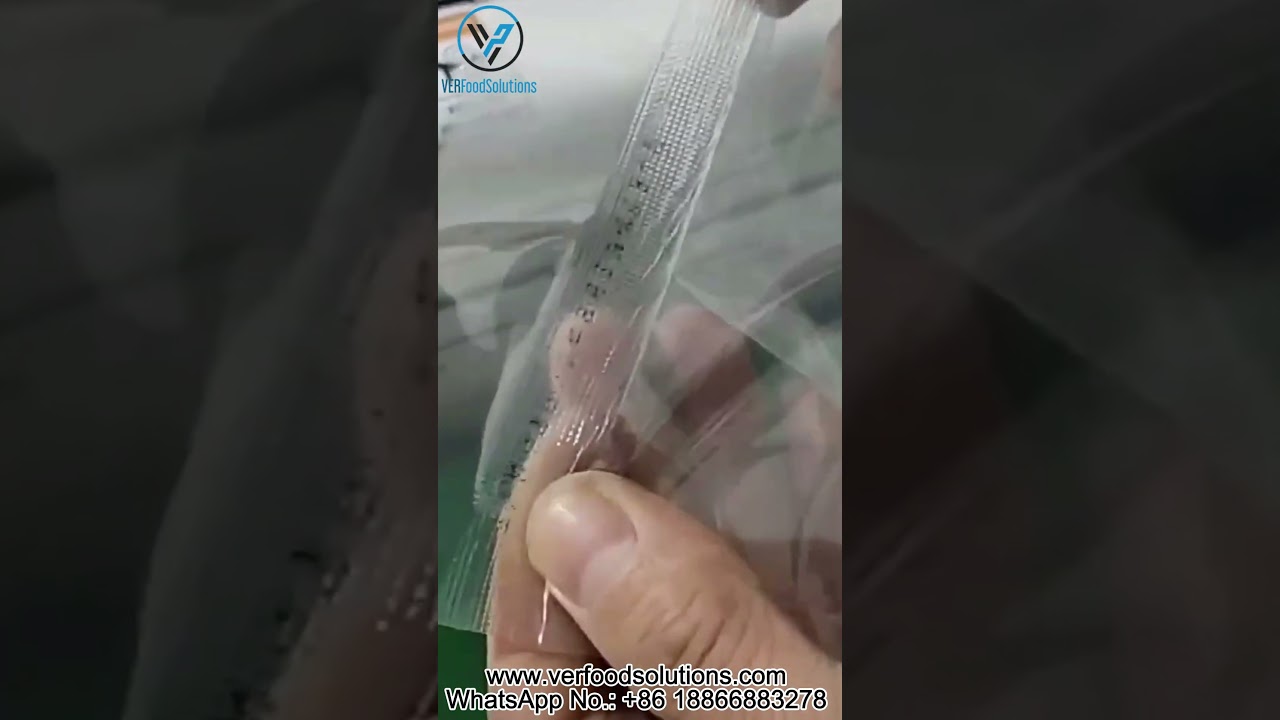 Snacks Food Fruit Vegetables Meat Plastic Bags Continuous Vacuum Band Sealer Testing Video for USA