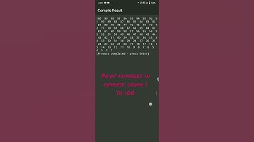 #write a C program to print numbers in reverse order 1 to 10,1 to 50 and 1 to 100@ codingocity
