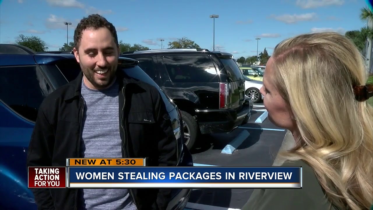 Women caught on video stealing packages from Riverview doorsteps - YouTube