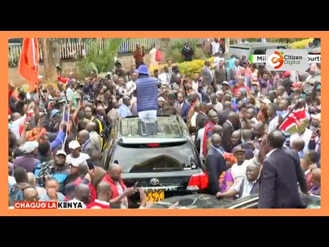 Azimio leaders leave Milimani Law Courts after filling petition at the Supreme Court