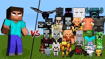 Herobrine vs All Mobs in Minecraft | Minecraft Mob Battle | Herobrine vs Every Mobs