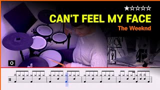 [Lv.02] The Weeknd - Can't Feel My Face (★☆☆☆☆) Pop Drum Cover with Sheet Music Resimi